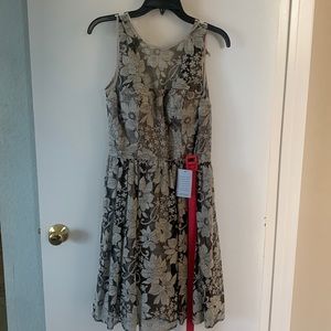 Nordstrom Eliza J taupe lace cocktail dress